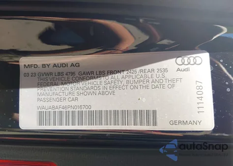 2023 Audi A4 Premium 40 Tfsi Quattro S Tronic from USA, damaged, VIN WAUABAF46PN016700